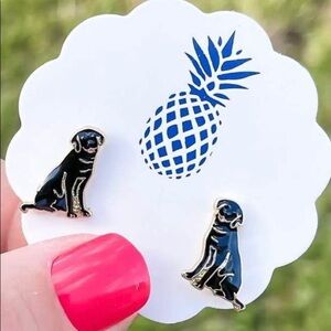 Prep Obsessed Black Lab Enamel Stud Earrings